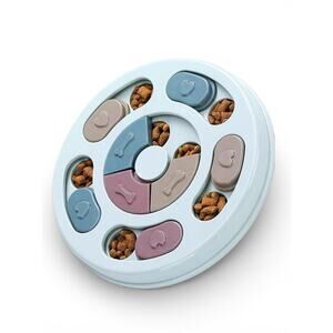 Dog Puzzle Toy Slow Feeder Interactive IQ Training Treat Dispenser Blue New